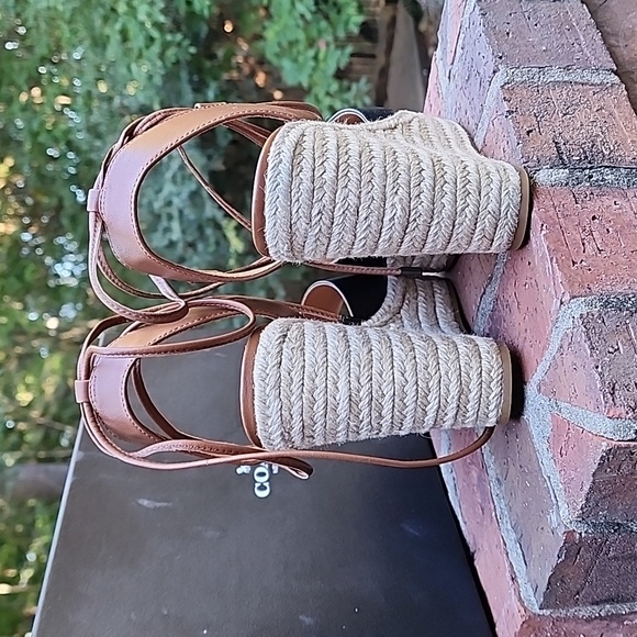 Coach Dana Black and Saddle brown wedge espadrilles 9M - Picture 3 of 8